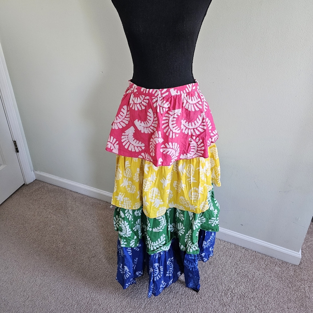 NWT Aqua x Studio 189 Rainbow Leaf Print Maxi Skirt Size M - Picture 7 of 9